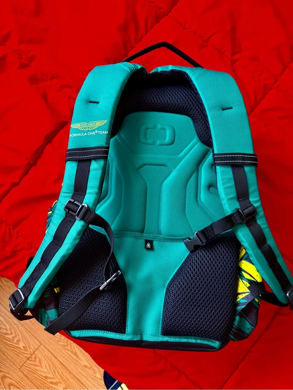 Aramco Aston Martin Green Team Backpack with Yellow Accents